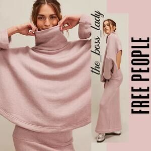 Free People set top and midi skirt co-ord matching set knit XS pull-on